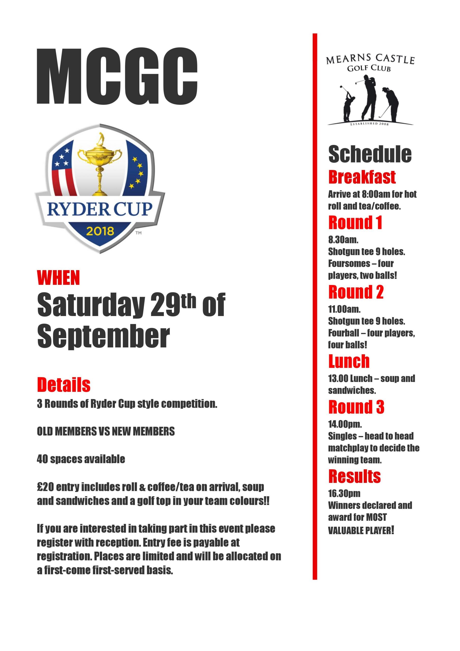 Ryder Cup 2018 – Sat 29th Sept